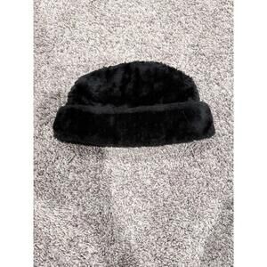 Vintage Black Faux Fur Winter Hat – Soft & Cozy – One Size